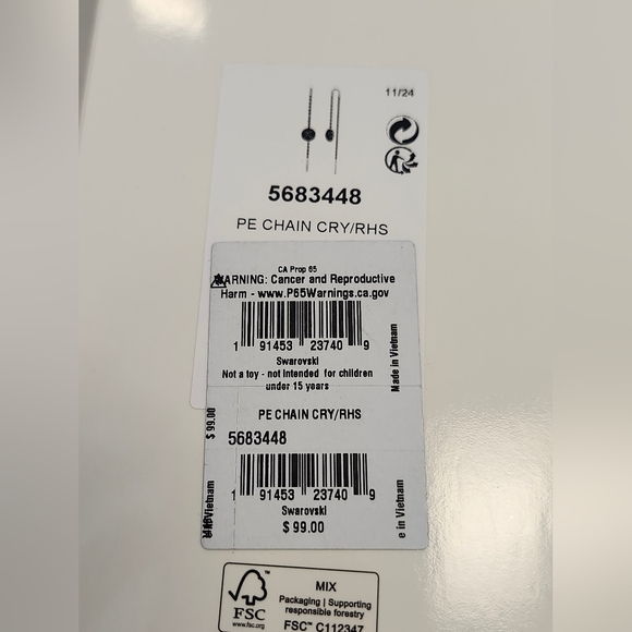 NWT Swarovski Rhodium Meteora Drop/Threader Earrings - Picture 9 of 11